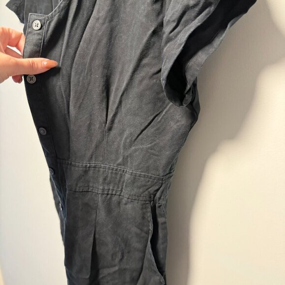 GAP Black Tencel Short Sleeve Jumpsuit Button Up Small - Picture 8 of 9